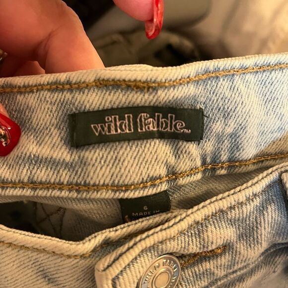 Wild Fable Highest Rise Utility Paint Splash Carpenter Denim Shorts sz 6 EUC - Picture 4 of 7